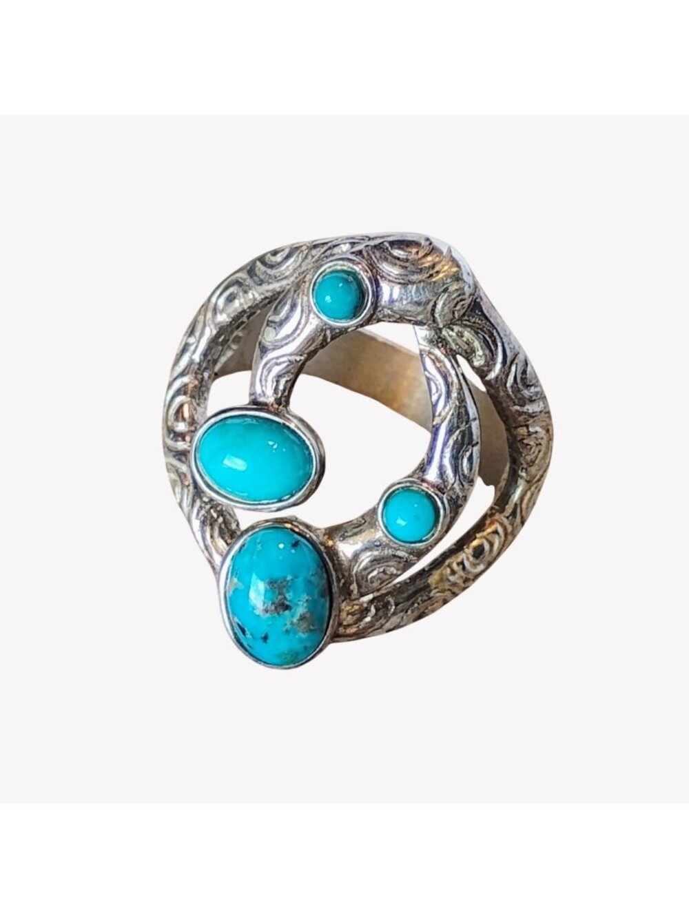 Jay King DTR Stamped Sterling Silver Turquoise Ring Size 8.5